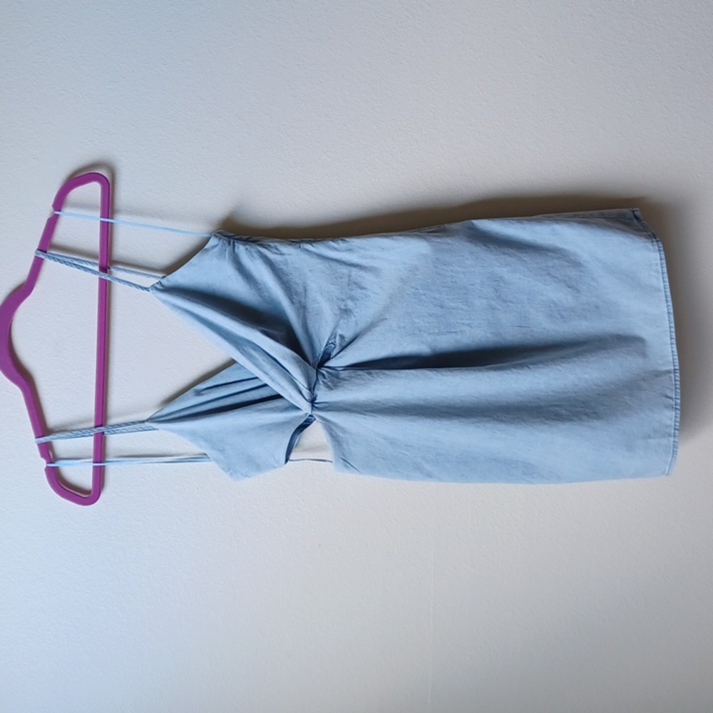 Promesa Chambray Blue Strappy Summer Dress Small Rayon Cotton